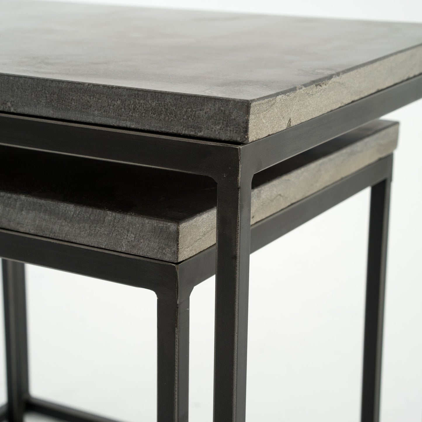 003 S-279343 | Additional Silo | Harlow Nesting End Tables by Four Hands in blue stone, gunmetal. Made from bluestone, iron in a modern style.