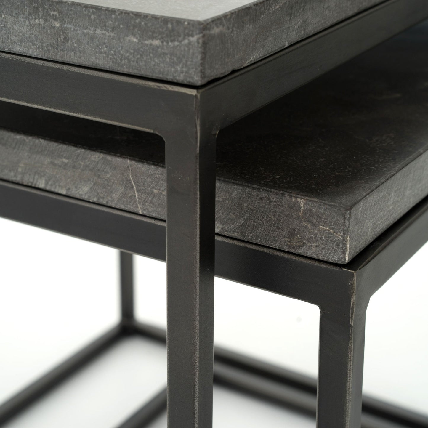 005 S-279343 | Additional Silo | Harlow Nesting End Tables by Four Hands in blue stone, gunmetal. Made from bluestone, iron in a modern style.