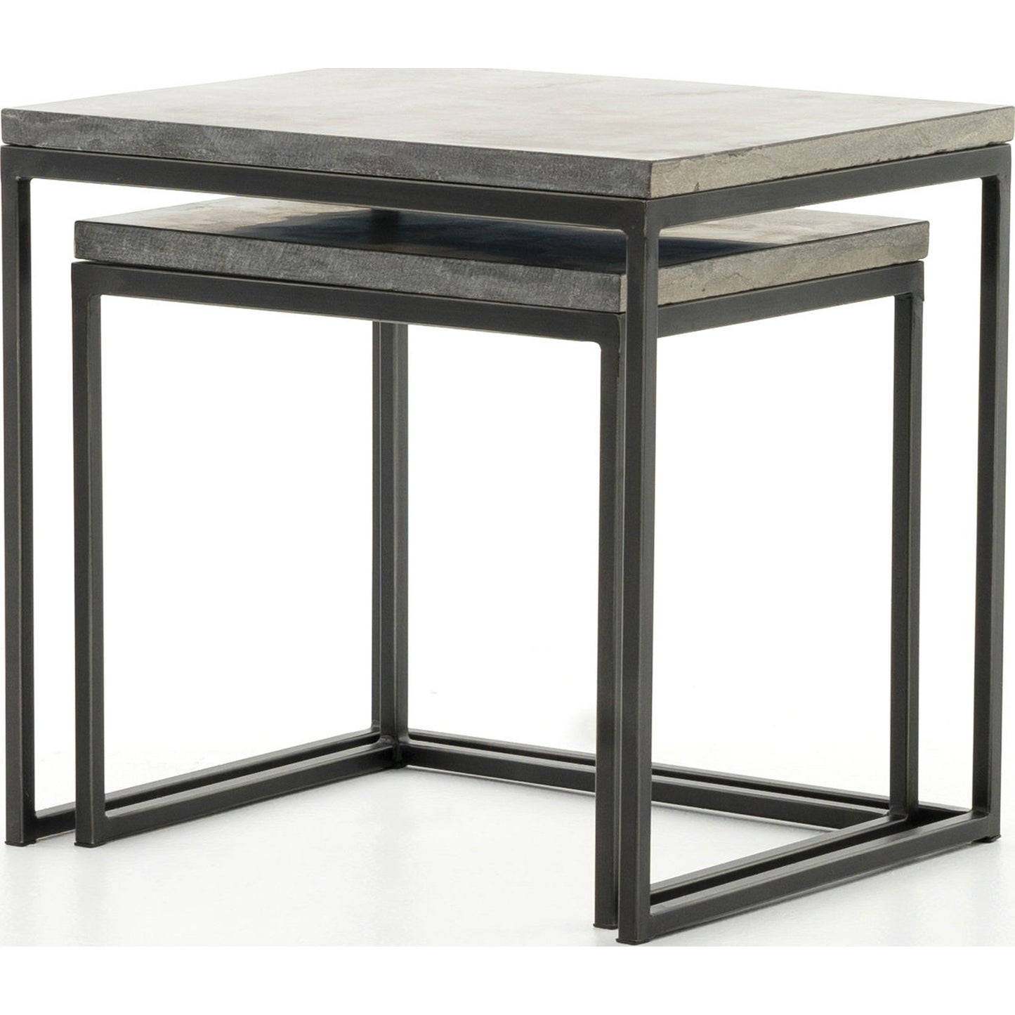002 S-279343 | Additional Silo | Harlow Nesting End Tables by Four Hands in blue stone, gunmetal. Made from bluestone, iron in a modern style.