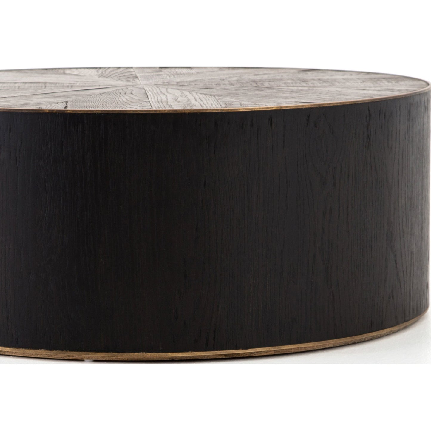 002 S-258355 | Additional Silo | Perry Coffee Table by Four Hands in ebony, light ebony and bright brass clad, ebony, light ebony. Made from solid oak, brass in a cottage & farmhouse style.