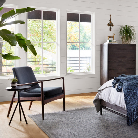 Corin End Table by Four Hands in powder black, bluestone and bluestone. Made from bluestone, iron in a modern style.