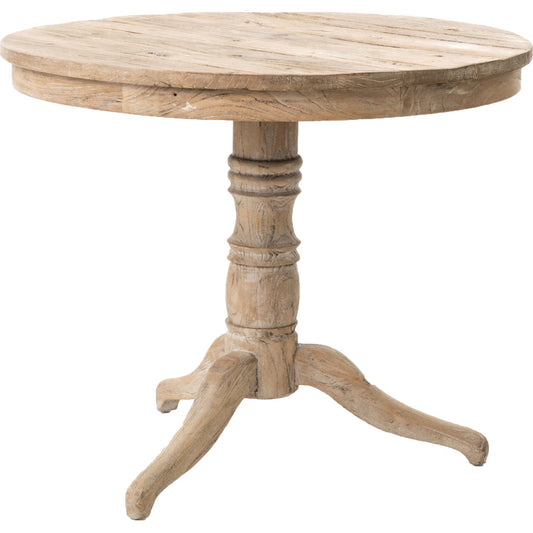 Round Occasional Table by Four Hands in whitewash. Made from solid reclaimed elm in a cottage & farmhouse style.