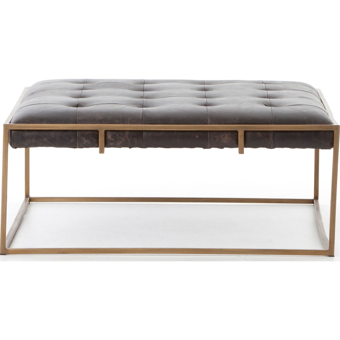005 S-279459 | Additional Silo | Oxford Square Coffee Table by Four Hands in rialto ebony, antique brass. Made from top grain leather, iron, 100% polyester in a modern style.