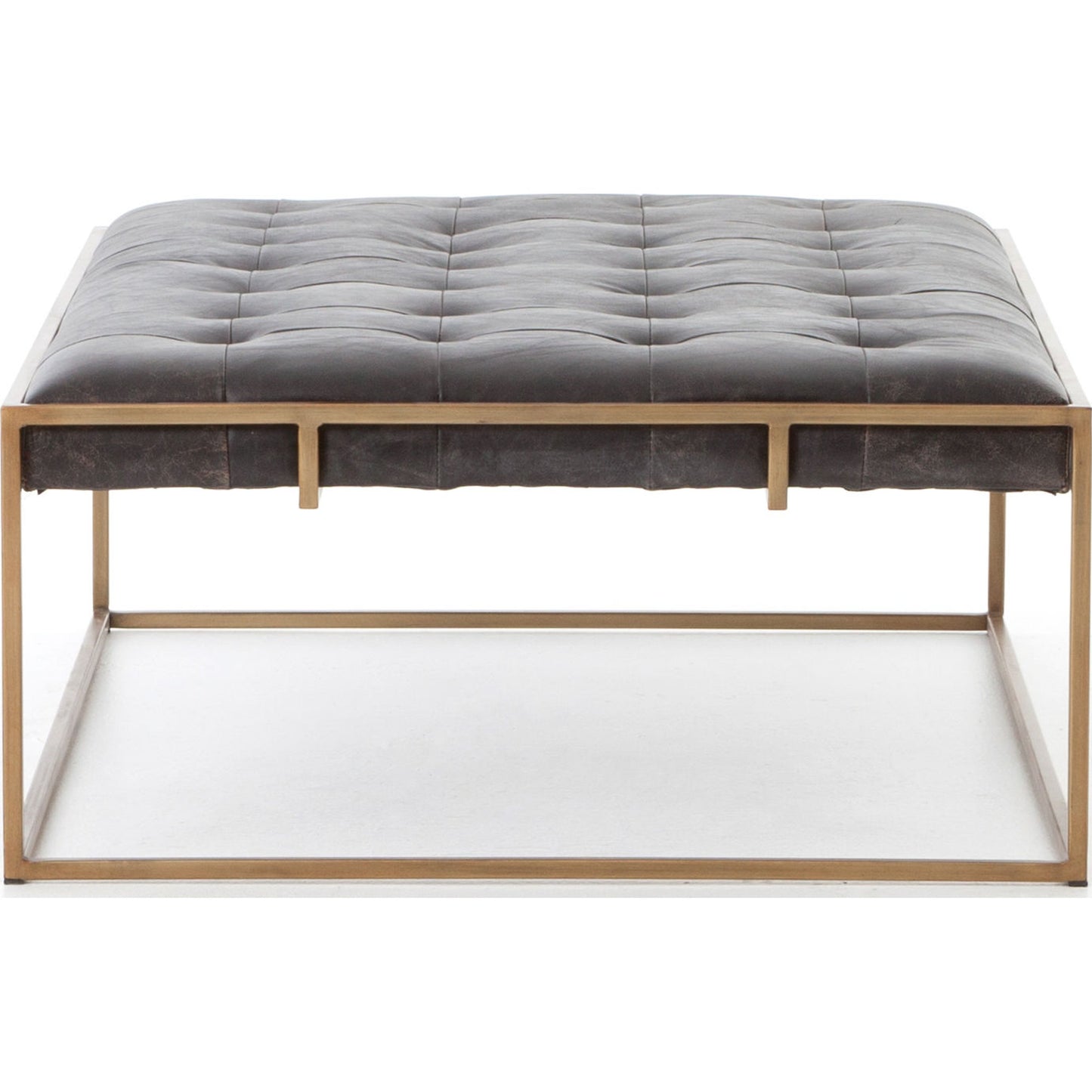 012 S-279458 | Additional Silo | Oxford Coffee Table by Four Hands in rialto ebony and antique brass. Made from top grain leather, iron, 100% polyester in a modern style.
