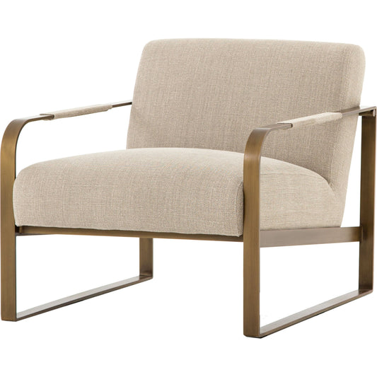 Jules Chair by Four Hands in stnwsh print ecru, antique brs and stonewash print ecru. Made from 100% flax, linen, iron, 100% polyester in a modern style.