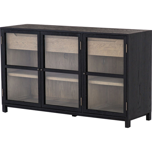 Millie Sideboard by Four Hands in matte black, drifted oak. Made from unique in a modern style.