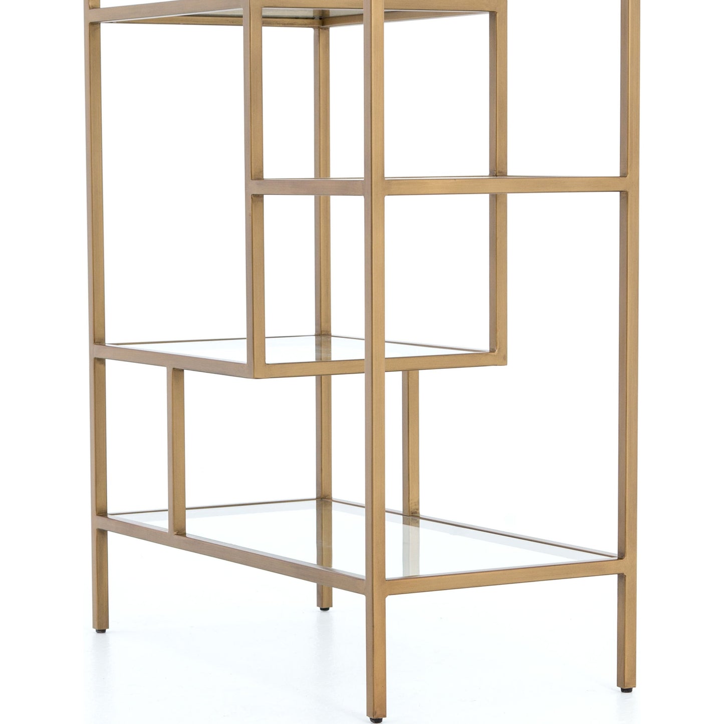 002 S-279347 | Additional Silo | Helena Bookcase by Four Hands in antique brass, clear glass. Made from iron, tempered glass in a cottage & farmhouse style.