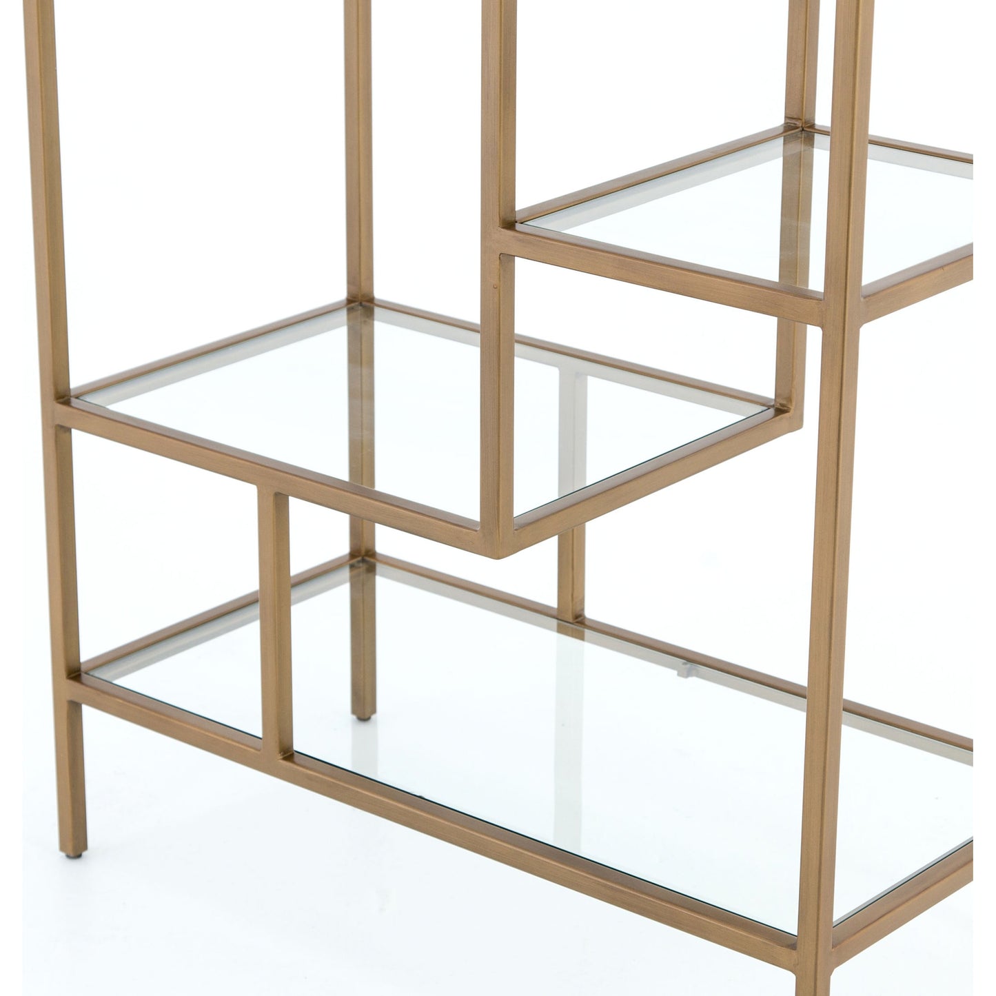 003 S-279347 | Additional Silo | Helena Bookcase by Four Hands in antique brass, clear glass. Made from iron, tempered glass in a cottage & farmhouse style.