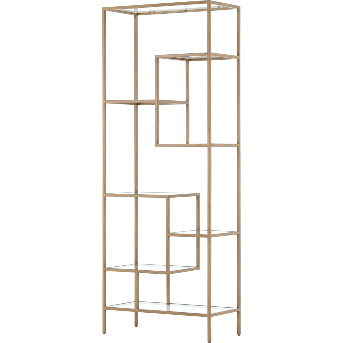 001 S-279347 | Additional Silo | Helena Bookcase by Four Hands in antique brass, clear glass. Made from iron, tempered glass in a cottage & farmhouse style.