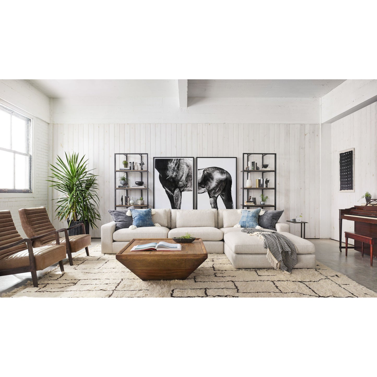 021 S-258294 | Lifestyle | Chance Chair by Four Hands in dakota warm taupe, rubbed sienna brown. Made from top grain leather, solid parawood, 100% polyester in a modern style.