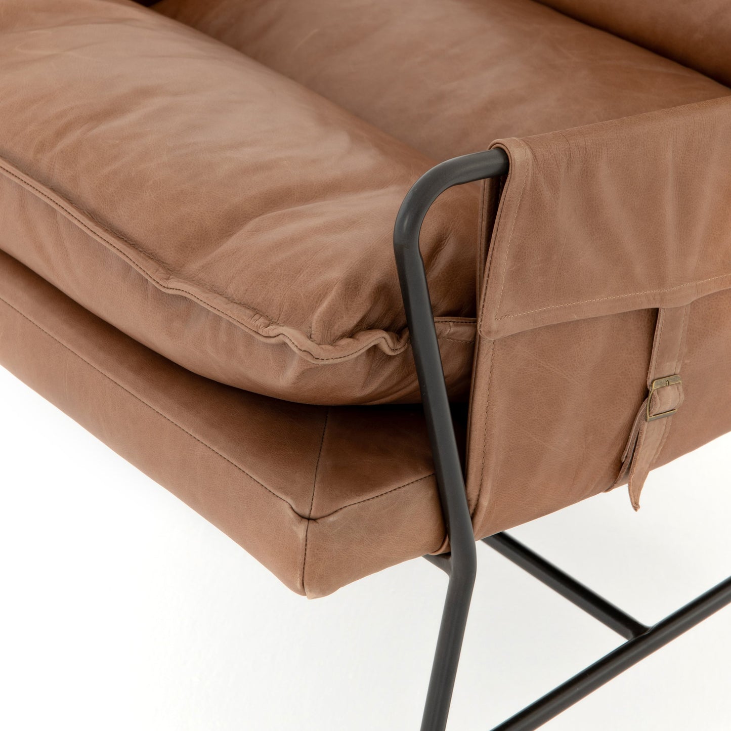 007 SR-810048 | Additional Silo | Taryn Chair by Four Hands. Made from top grain leather, iron, 100% polyester in a modern style.