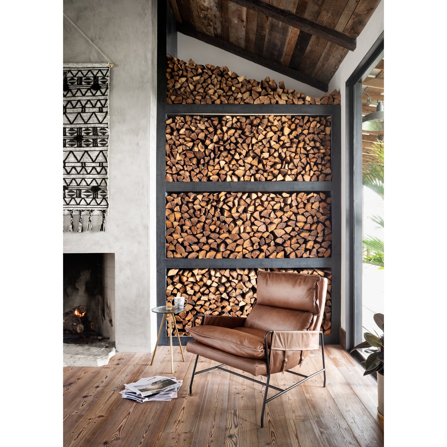 034 SR-810048 | Lifestyle | Taryn Chair by Four Hands. Made from top grain leather, iron, 100% polyester in a modern style.
