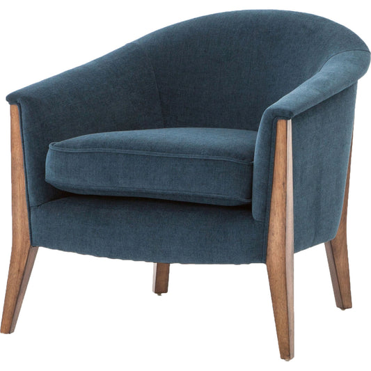 Nomad Chair by Four Hands in plush azure and antique cocoa. Made from 100% polyester, solid parawood in a modern style.