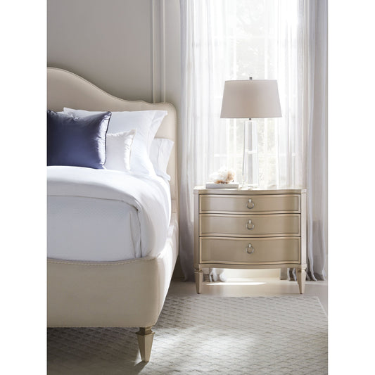 Next to Me Nightstand by Caracole in pearl and radiant pearl, sparkling argent. Made from birch, maple in a transitional style.