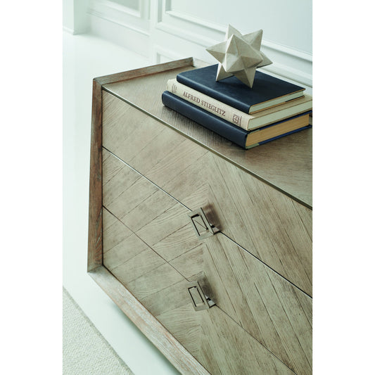 A Natural by Caracole in natural and ash driftwood, silver driftwood, sundance gold. Made from ash, quartered ash in a modern style.