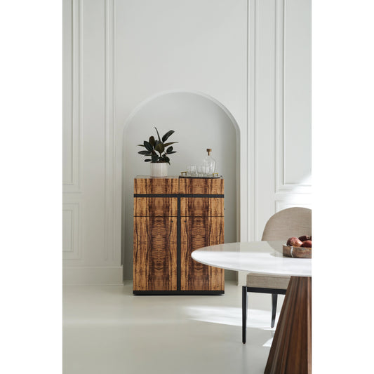 Top Shelf Bar by Caracole in maple and greenway, naturally organic. Made from birch, metal, faux spalted maple in a modern style.