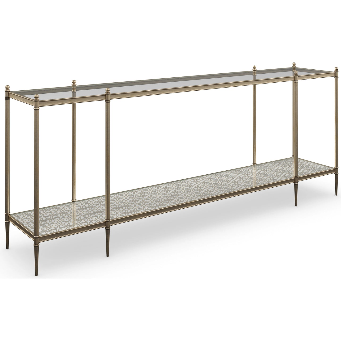 001 SI-1955672 | Primary Silo | Perfection Console Table by Caracole in new gold. Made from metal in a transitional style.