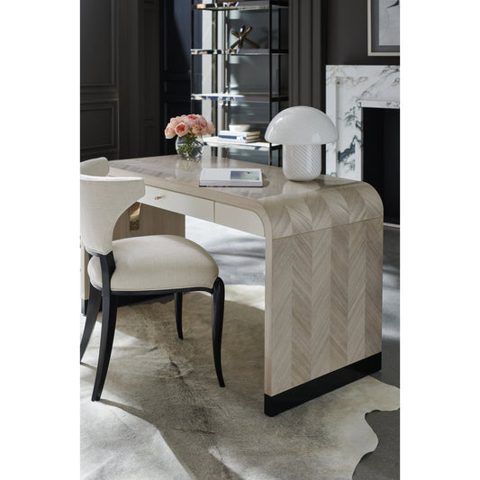 Free Fall by Caracole in white and moonstone, pearly white, almost black. Made from birch, koto 602, maple in a modern style.