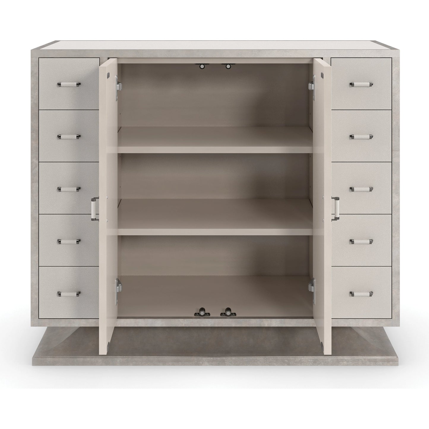 005 SI-1955677 | Additional Silo | What's in Store? by Caracole in shagreen, charcoal, pearl and pearl, charcoal leaf. Made from birch in a modern style.