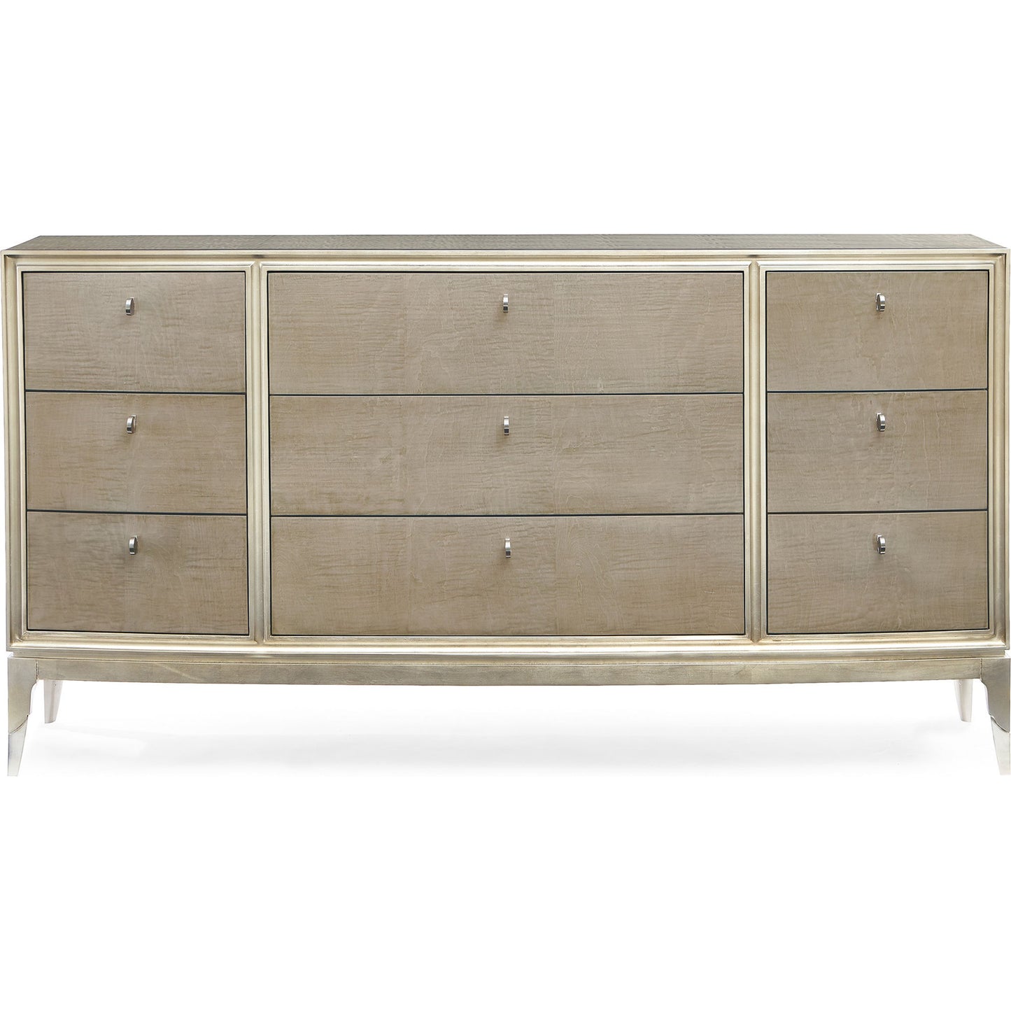 002 SR-768890 | Additional Silo | Made to Shine Dresser by Caracole in silver and moonlit sand, soft silver leaf. Made from pine, birch, silver curly maple in a transitional style.