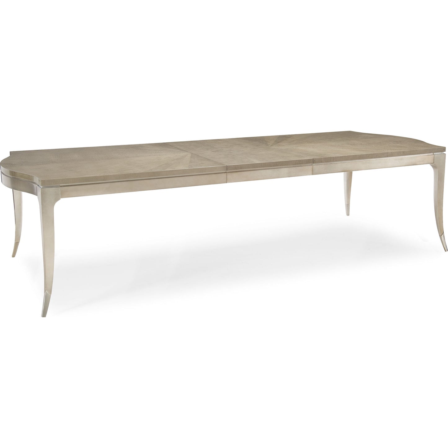 001 SR-768964 | Additional Silo | On a Silver Platter Dining Table by Caracole in maple, silver and moonlit sand, soft silver leaf. Made from pine, birch, silver curly maple in a transitional style.