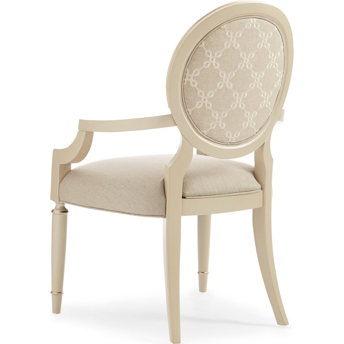 003 SR-770584 | Additional Silo | Chit-Chat Arm Chair (Set of 2) by Caracole in pearl and radiant pearl, sparkling argent. Made from birch in a transitional style.