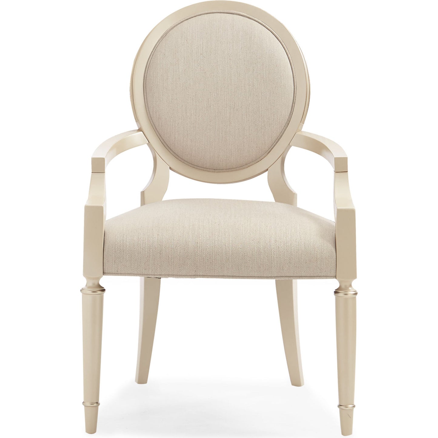 002 SR-770584 | Additional Silo | Chit-Chat Arm Chair (Set of 2) by Caracole in pearl and radiant pearl, sparkling argent. Made from birch in a transitional style.