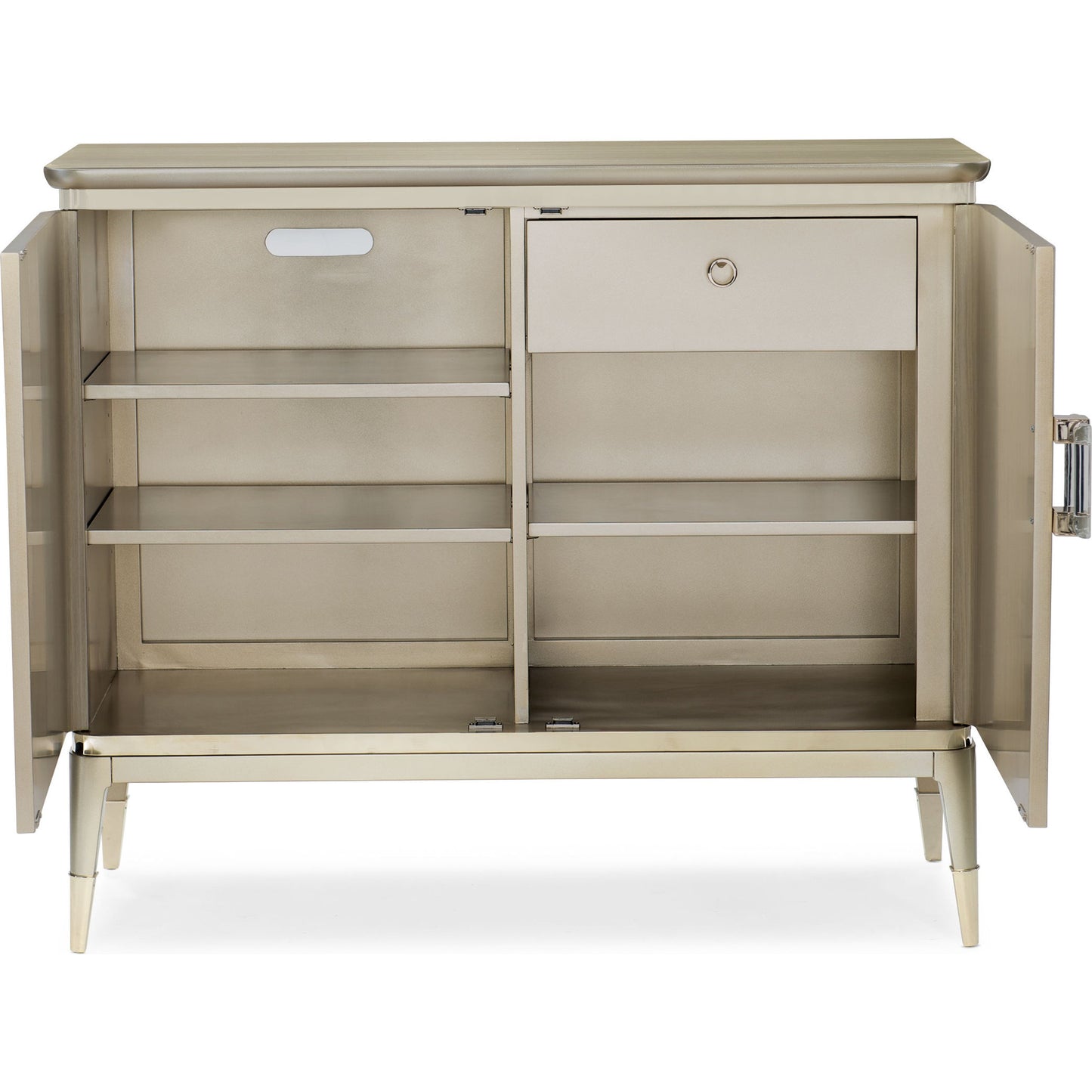 003 SR-783798 | Additional Silo | A Shimmer of Light by Caracole in champagne, taupe, gold and champagne shimmer, taupe paint. Made from birch, dyed koto, maple in a transitional style.