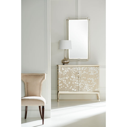 A Shimmer of Light by Caracole in champagne, taupe, gold and champagne shimmer, taupe paint. Made from birch, dyed koto, maple in a transitional style.