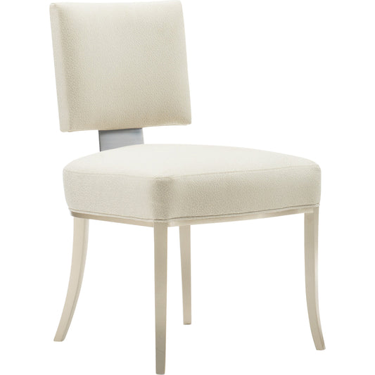 Reserved Seating Chair (Set of 2) by Caracole in silver, chrome and soft silver paint, lightly brushed chrome. Made from birch, metal in a transitional style.