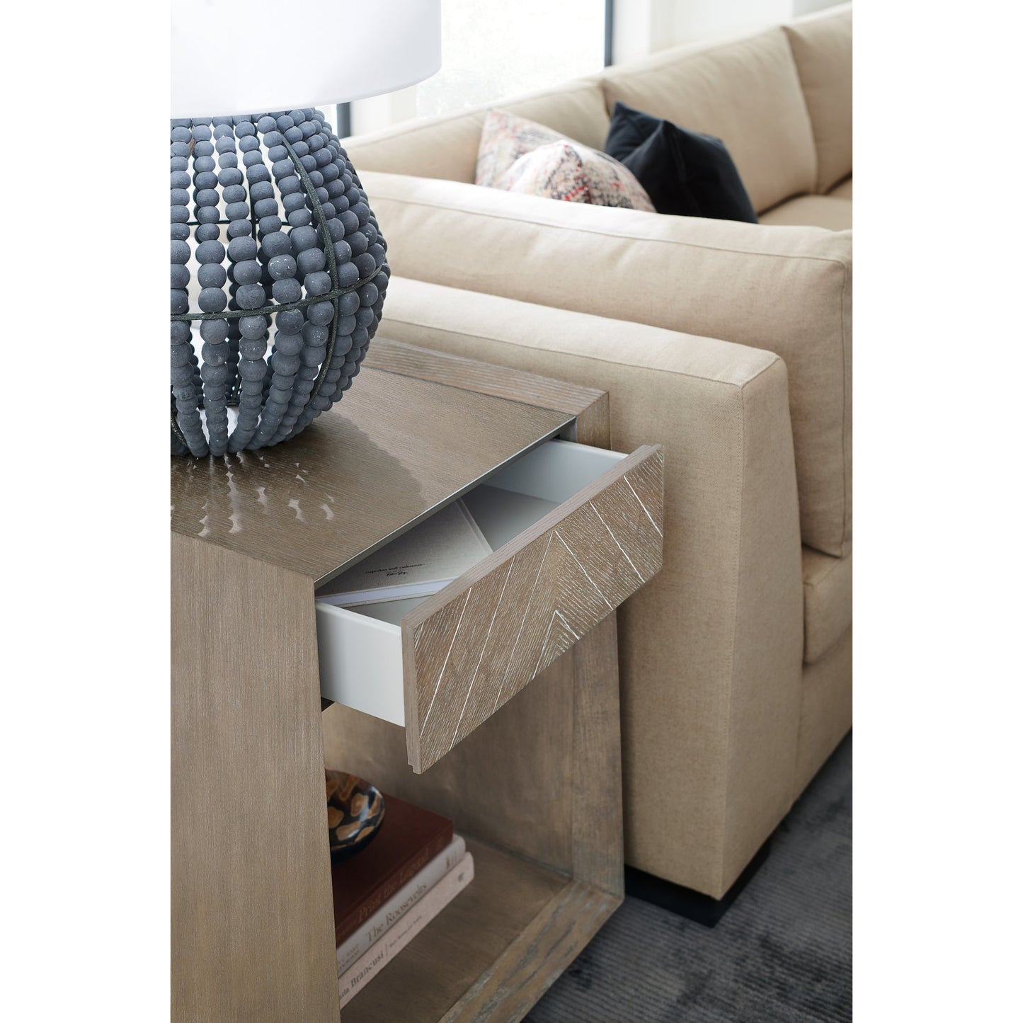 003 SR-877702 | Additional Silo | Bridges End Table by Caracole in ash, gold and ash driftwood, sundance gold. Made from ash in a modern style.