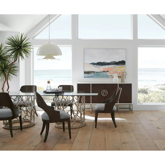 A Touch of Class by Caracole in oak and cloud white, brunette, satin nickel. Made from birch, metal, figured sycamore in a modern style.