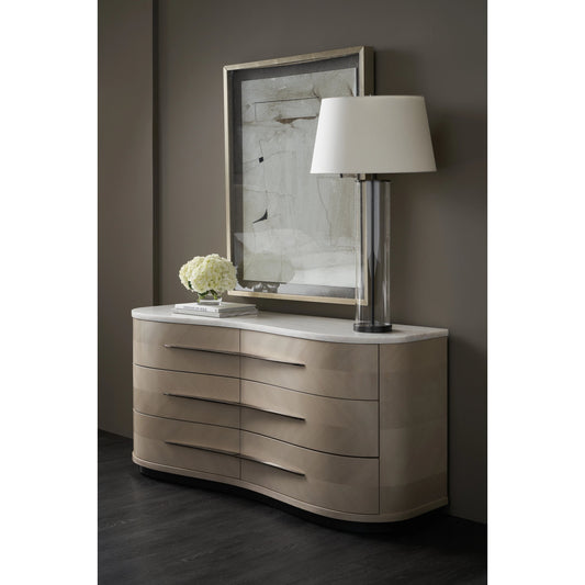 Roam by Caracole in bronze, white, marble and moonstone, seal skin. Made from birch, marble, koto in a modern style.