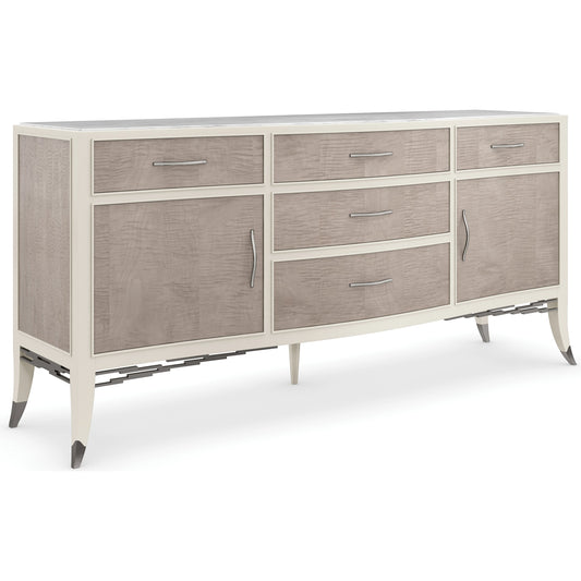 Break from Tradition by Caracole in shagreen, bronze and chinchilla, crème de la crème, deep bronze. Made from birch, stone, wd2 grey curly maple in a modern style.