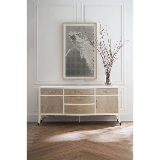 Break from Tradition by Caracole in shagreen, bronze and chinchilla, crème de la crème, deep bronze. Made from birch, stone, wd2 grey curly maple in a modern style.