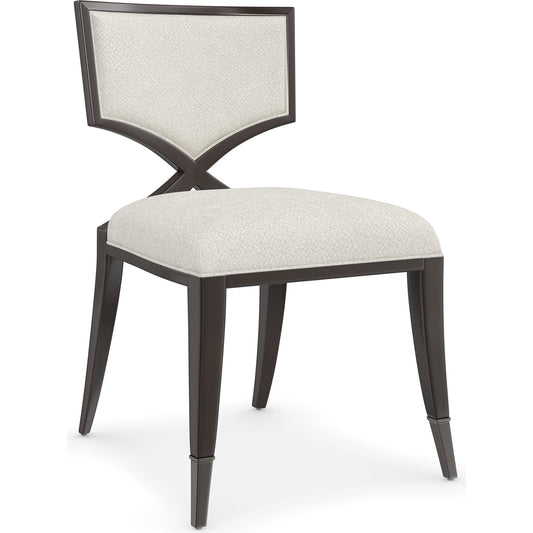 001 SI-1955772 | Primary Silo | First Chair by Caracole in ivory, dark chocolate, bronze and dark chocolate. Made from birch in a modern style.