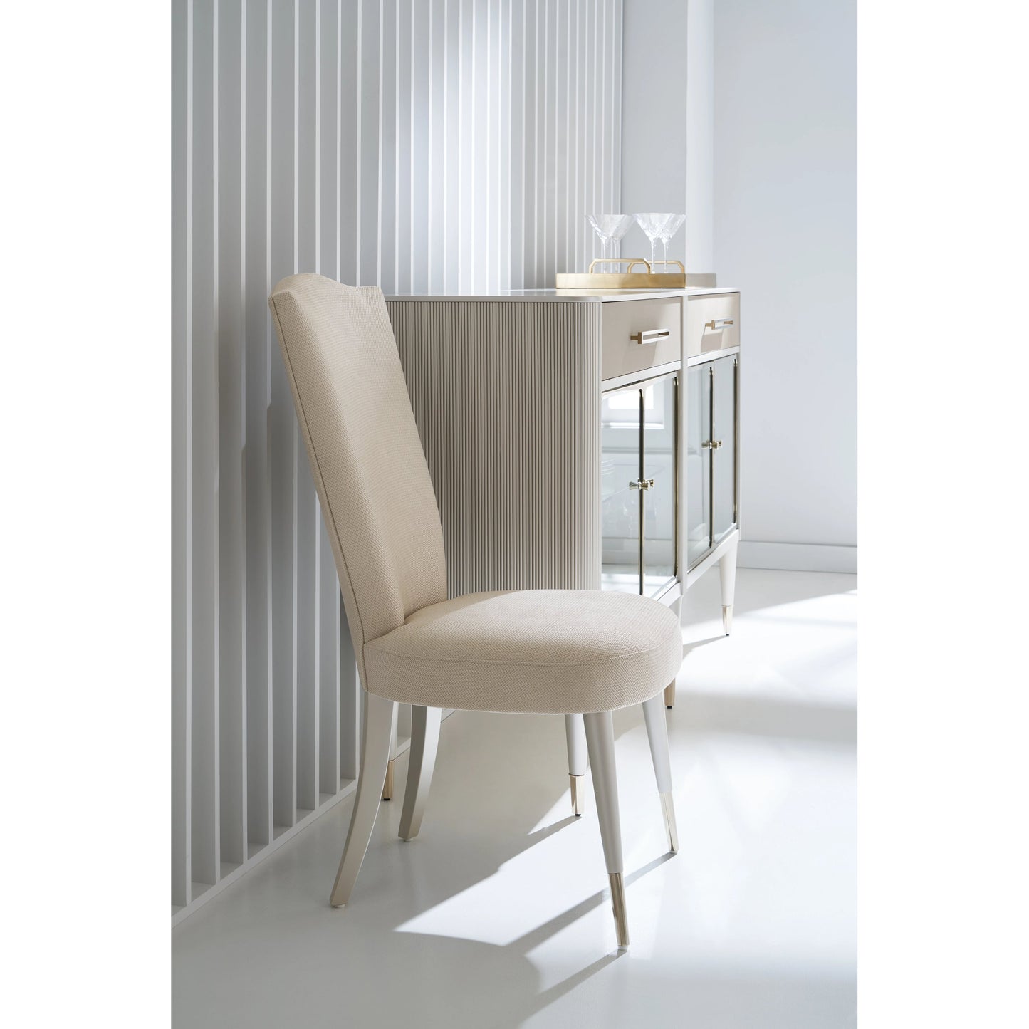 006 SI-1955774 | Lifestyle | Cherub Side Chair by Caracole in natural and matte pearl. Made from birch in a modern style.