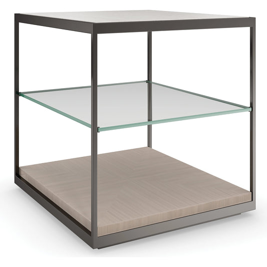 Quadrant by Caracole in bronze and deep bronze, woodland grey. Made from metal, stone, coffee japanese sen in a modern style.