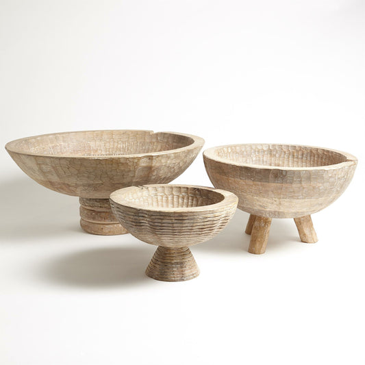 Giraud Bowl by Global Views in gray blonde. Made from mango in a eclectic & global style.