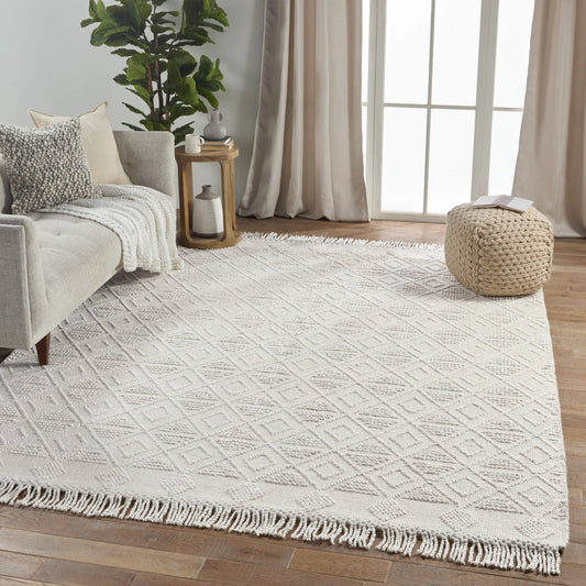 Cosette COE03 Indoor/Outdoor Rug by Jaipur Living in white, ivory. Made from 100% pet yarn in a unique style.