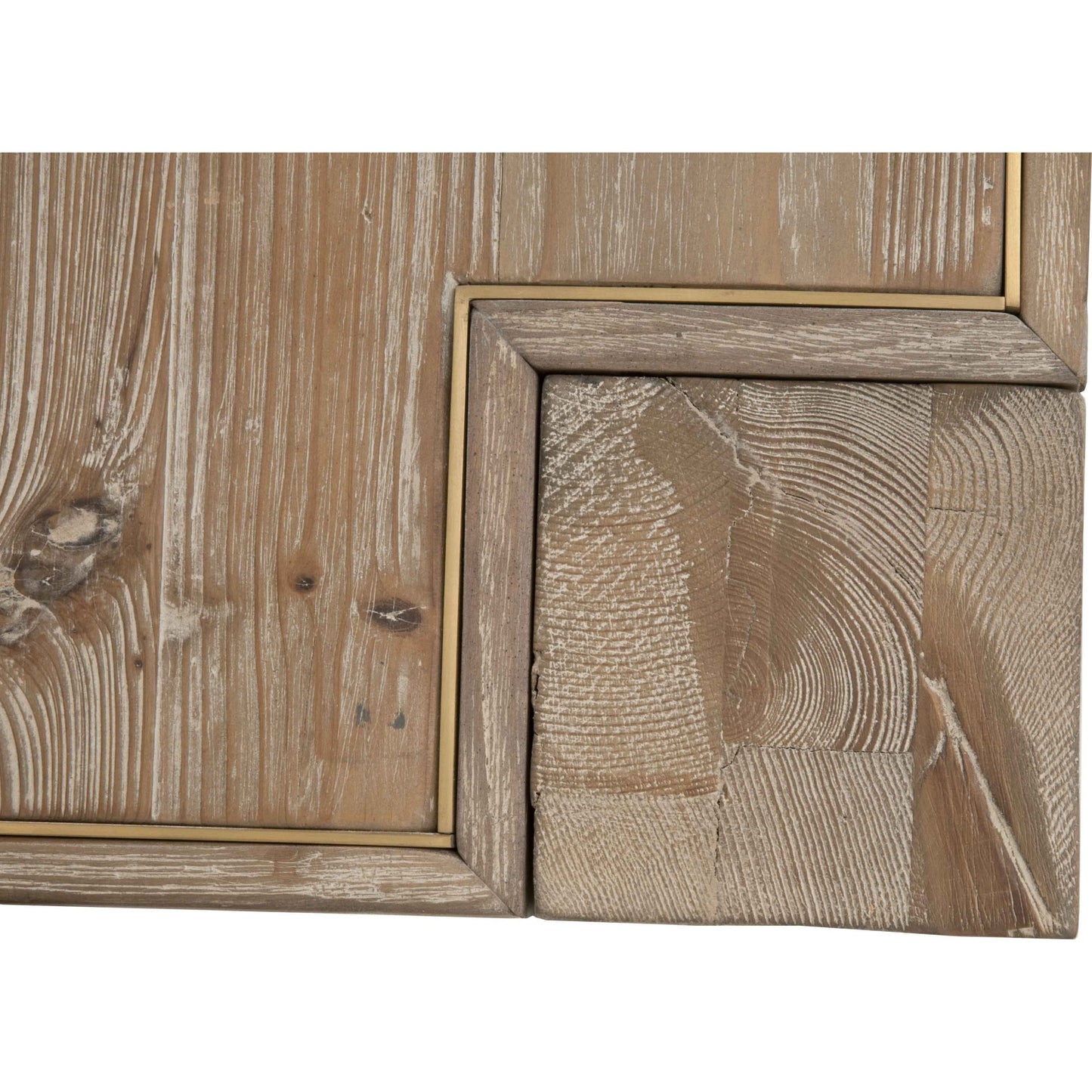007 SR-387127 | Additional Silo | Canal Dining Table by Essentials For Living in smoke gray pine, brushed gold inlay. Made from reclaimed pine, reclaimed pine veneer, metal in a cottage & farmhouse style.