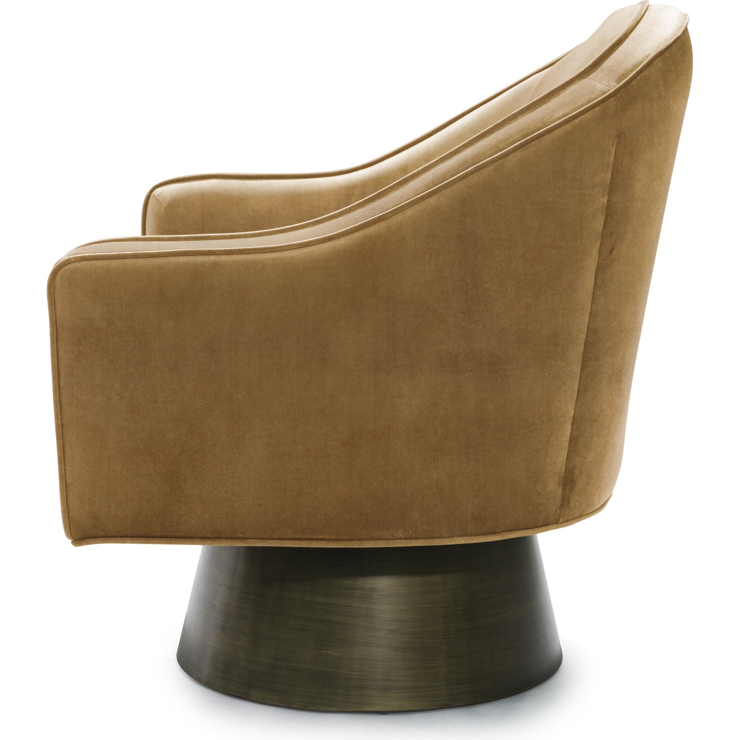 004 SR-841781 | Additional Silo | Dominic Swivel Chair by Worlds Away in camel and bronze. Made from metal, plywood, mdf, foam, fabric in a modern style.