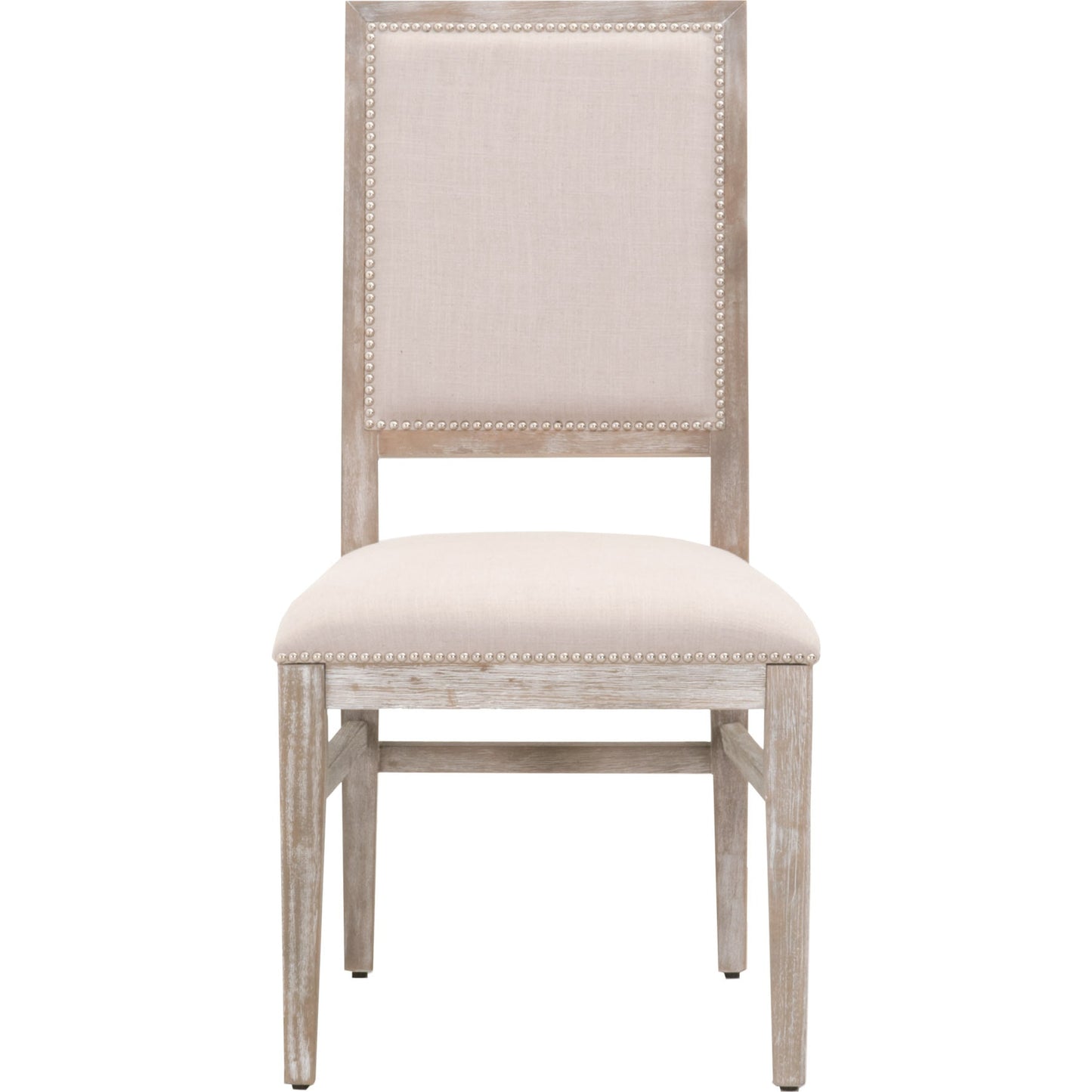 001 SR-387201 | Additional Silo | Dexter Dining Chair by Essentials For Living in stone linen, natural gray, silver nail heads. Made from rubberwood, linen in a traditional style.