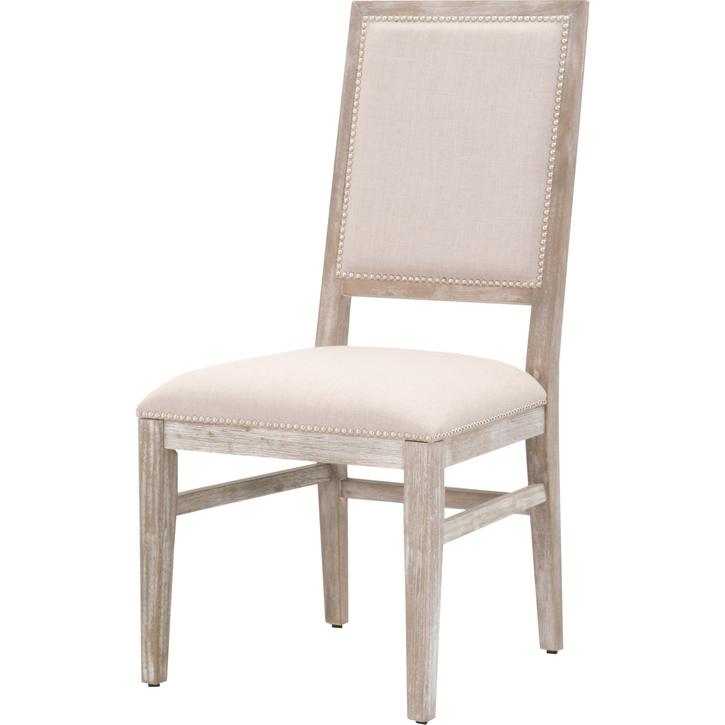002 SR-387201 | Additional Silo | Dexter Dining Chair by Essentials For Living in stone linen, natural gray, silver nail heads. Made from rubberwood, linen in a traditional style.