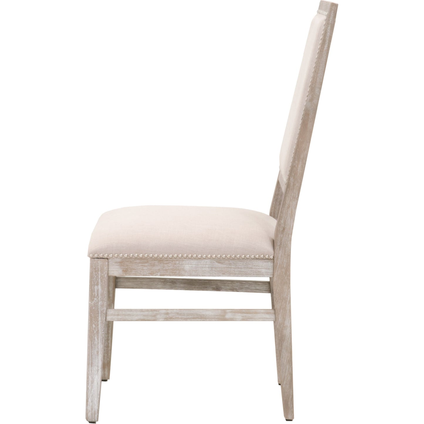 003 SR-387201 | Additional Silo | Dexter Dining Chair by Essentials For Living in stone linen, natural gray, silver nail heads. Made from rubberwood, linen in a traditional style.