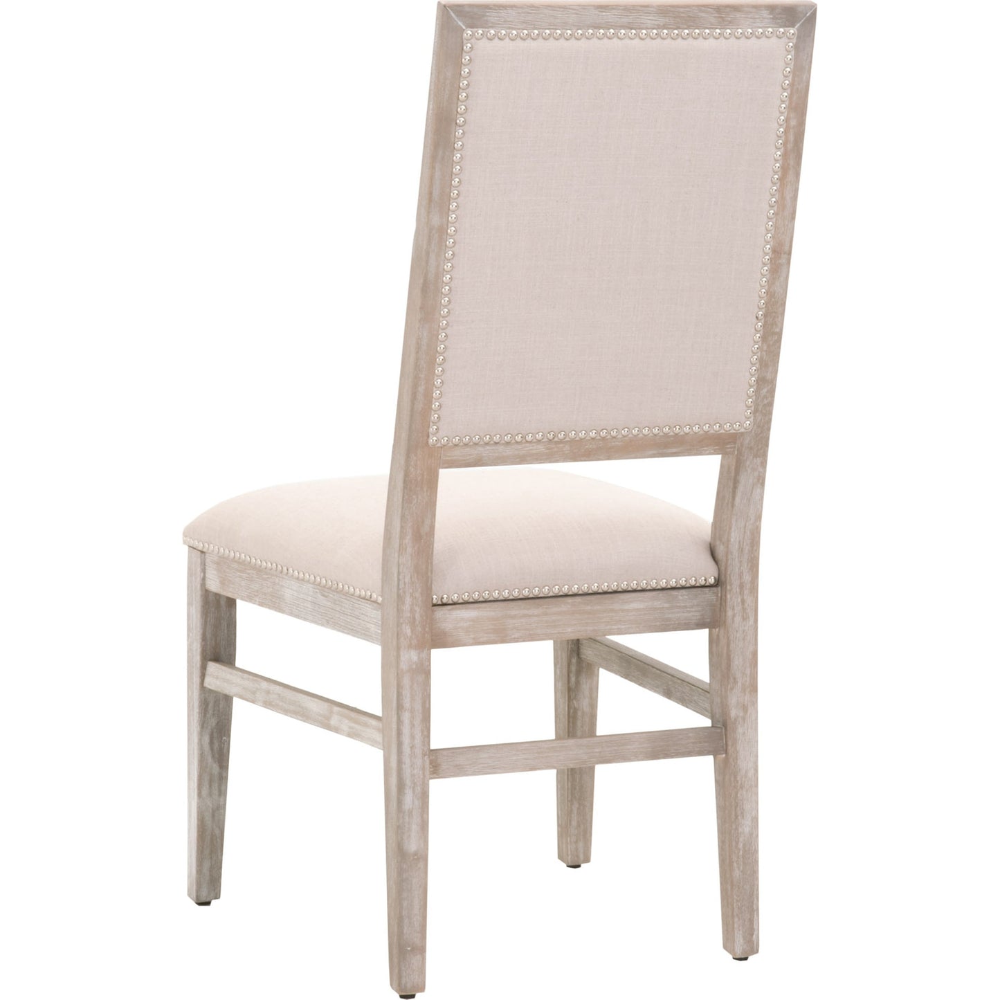 004 SR-387201 | Additional Silo | Dexter Dining Chair by Essentials For Living in stone linen, natural gray, silver nail heads. Made from rubberwood, linen in a traditional style.