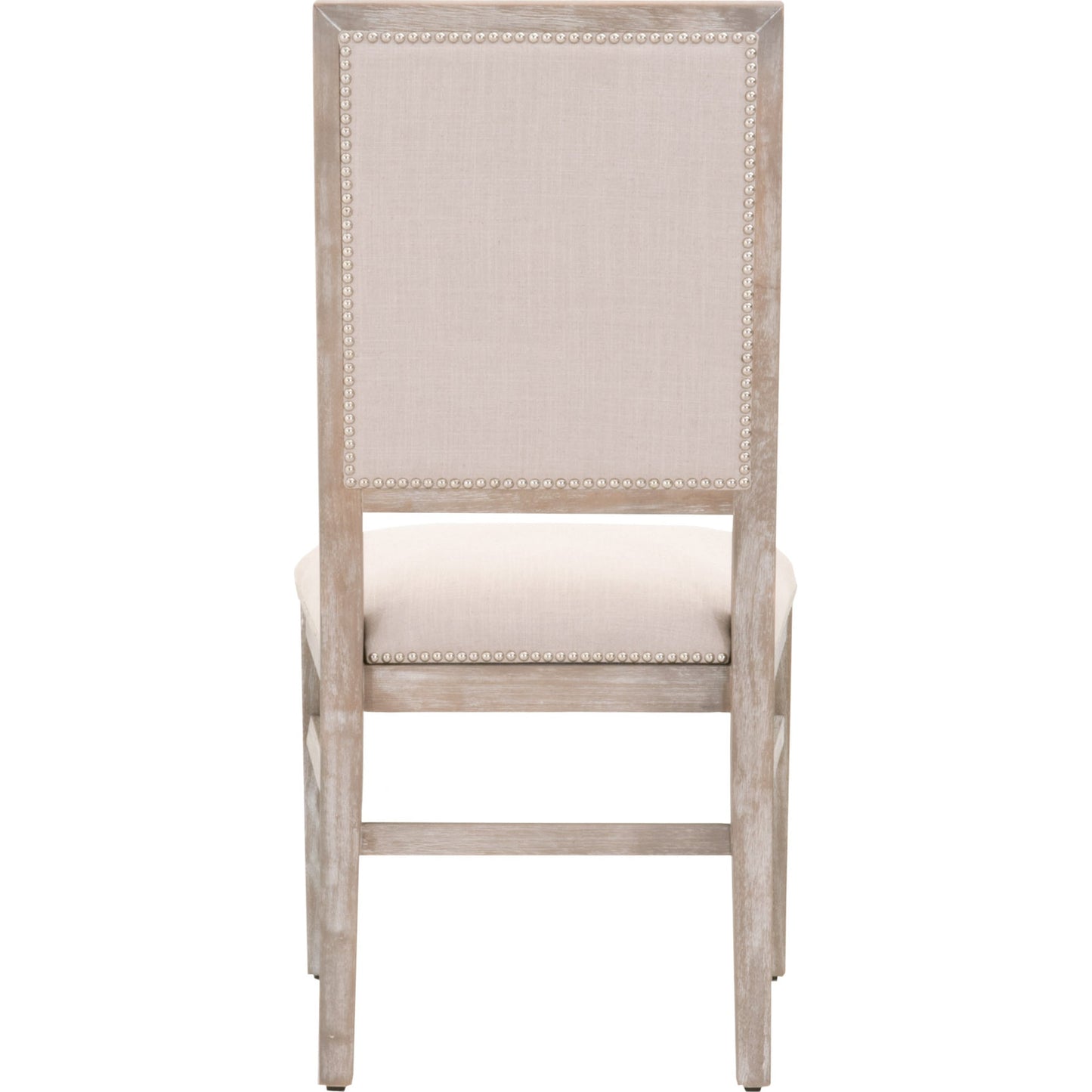 005 SR-387201 | Additional Silo | Dexter Dining Chair by Essentials For Living in stone linen, natural gray, silver nail heads. Made from rubberwood, linen in a traditional style.