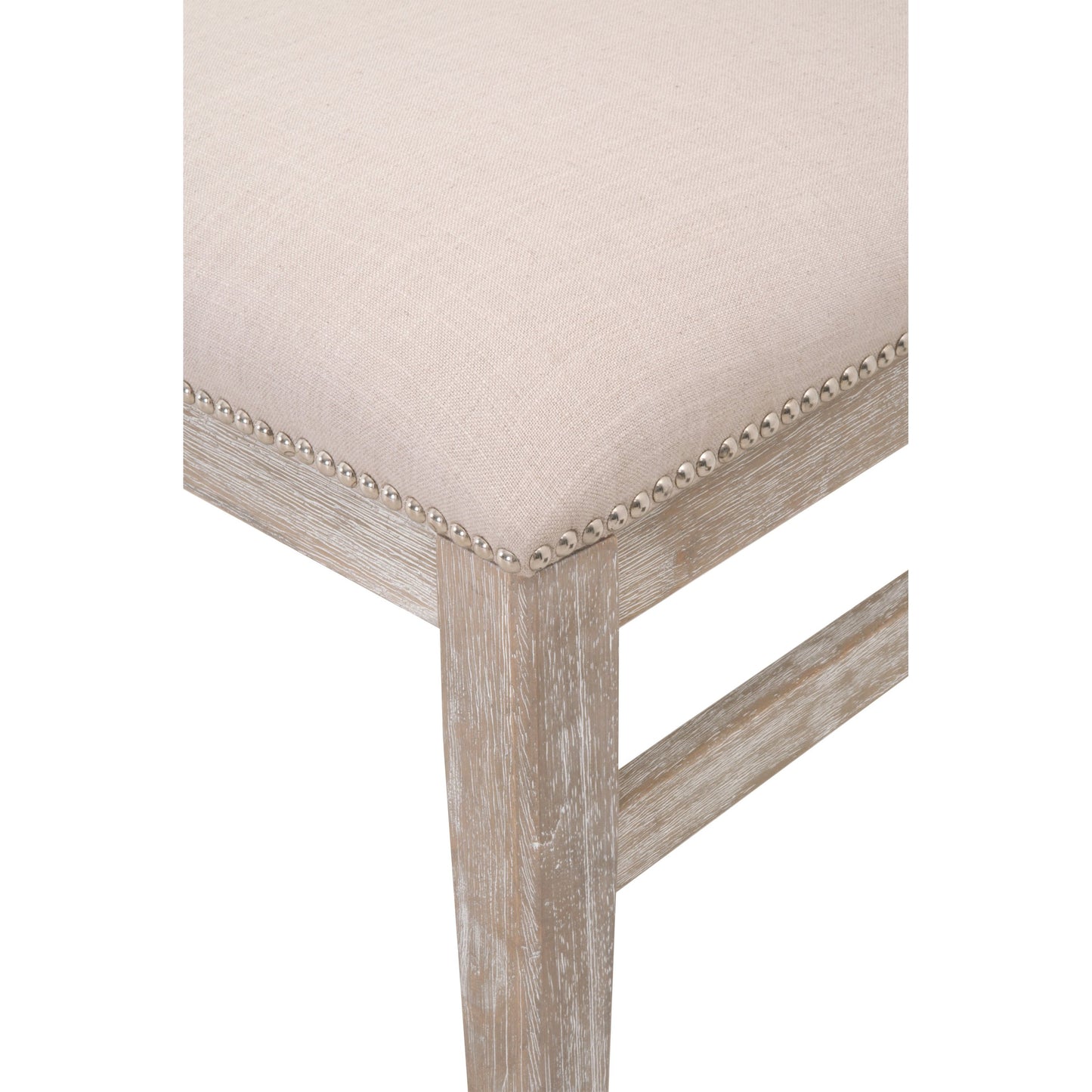 006 SR-387201 | Additional Silo | Dexter Dining Chair by Essentials For Living in stone linen, natural gray, silver nail heads. Made from rubberwood, linen in a traditional style.