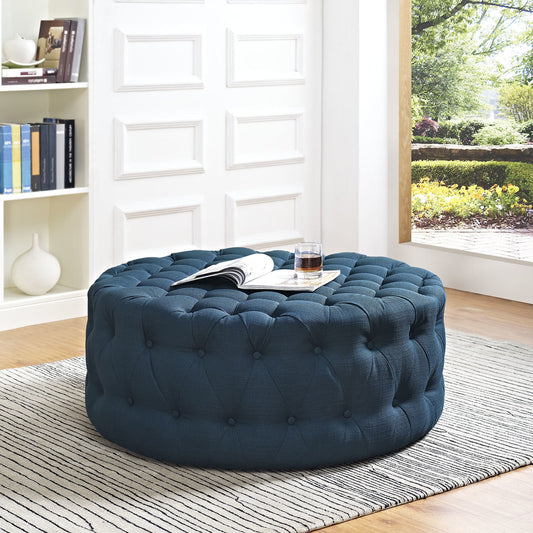 Nevaeh Ottoman by Evans & Londeen. Made from plywood, foam, fabric, yuhua fabric, seat cushion: 22kg, m3 density foam, back cushion:18kg, m3 density foam. 5pcs black plastic legs, solid wood in a modern style.