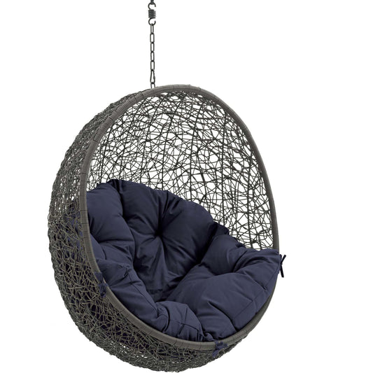 001 S-294443 | Primary Silo | Asher Swing Chair Without Stand by Evans & Londeen. Made from pe round rattan, weimas fabric outer cover, polyester fiber with nonwoven fabric inner cover, 100% polyester, powder coated steel frame in a eclectic & global style